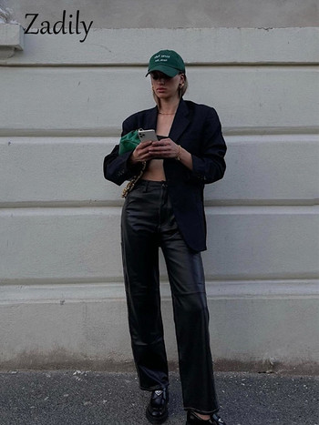 Zadily 2022 Φθινοπωρινό oversize μακρυμάνικο μαύρο γυναικείο μπλέιζερ Normcore στυλ Χαλαρό BF γυναικείο κοστούμι ζιβάγκο Μπουφάν εργασίας με ρούχα