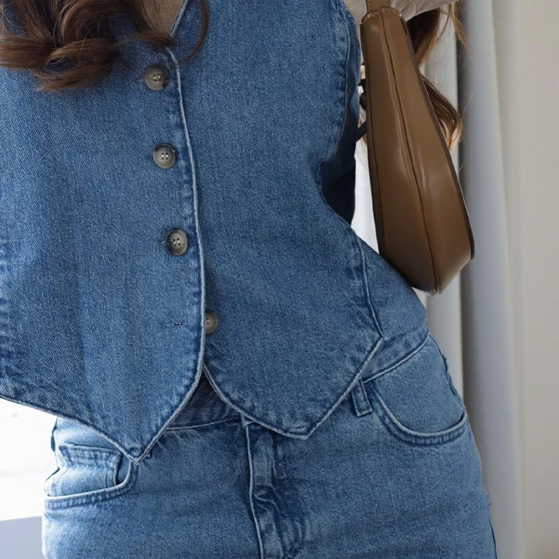 Τζιν Γιλέκο Γυναικείο Casual Αμάνικο Μπουφάν Κομψό Γυναικείο Γιλέκο Τζιν Γυναικεία Ρούχα 2023 Νέο