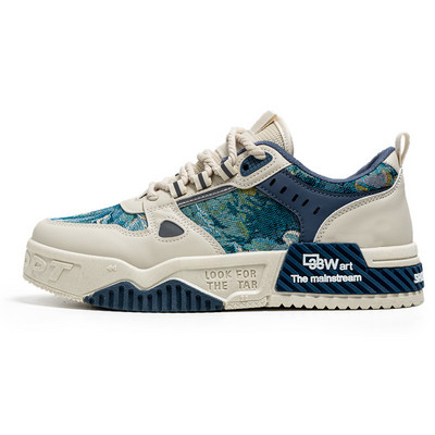 Plave muške debele cipele s modnim printom Mrežaste prozračne ležerne tenisice za muškarce Neklizajuće dizajnerske cipele Muške zapatilla hombre