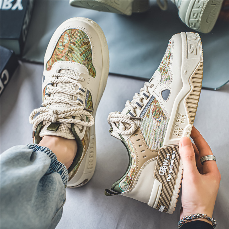 Plave muške debele cipele s modnim printom Mrežaste prozračne ležerne tenisice za muškarce Neklizajuće dizajnerske cipele Muške zapatilla hombre