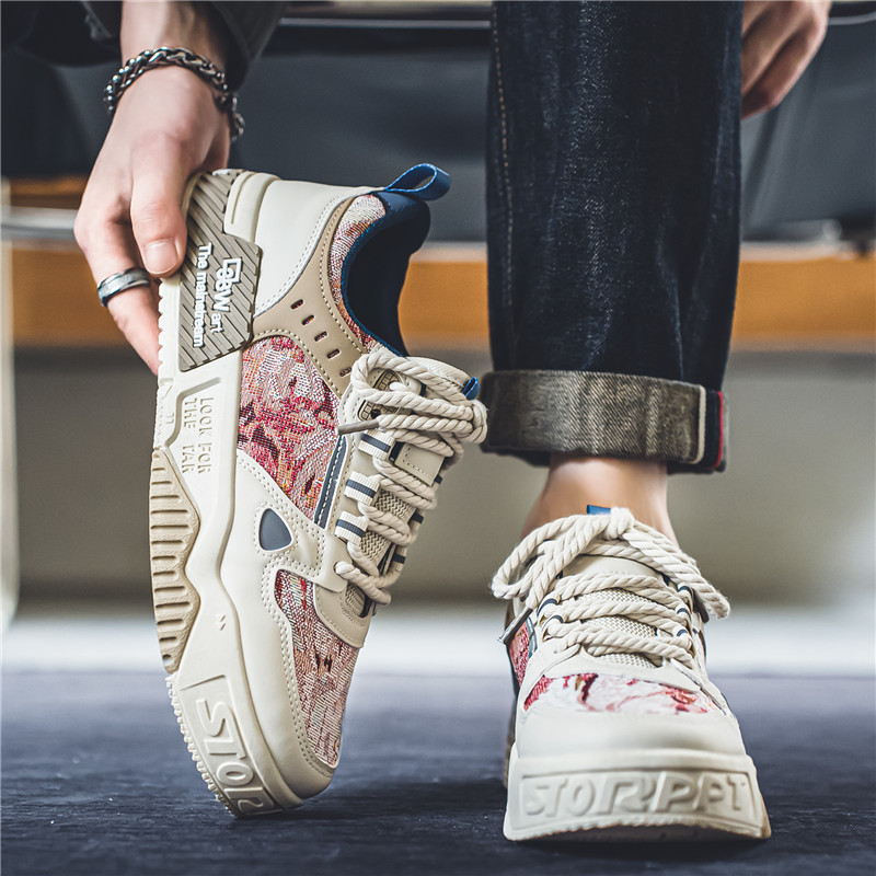 Plave muške debele cipele s modnim printom Mrežaste prozračne ležerne tenisice za muškarce Neklizajuće dizajnerske cipele Muške zapatilla hombre