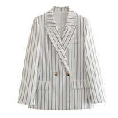 Pinstripe White Blazer Γυναικεία Κομψά Casual High Street Oversize ριγέ μπουφάν Chic Lady γυναικεία ρούχα 2023 Νέο