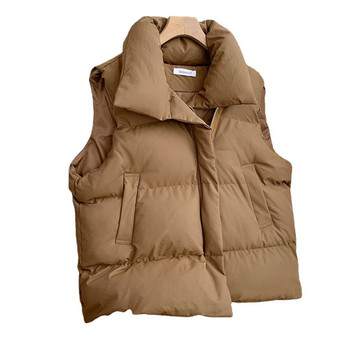 2023 Χειμερινό βαμβακερό γιλέκο Γυναικείο ζεστό παλτό με φερμουάρ γιακά με φερμουάρ Αμάνικο μπουφάν Φαρδύ παλτό γιλέκο με κορδόνι