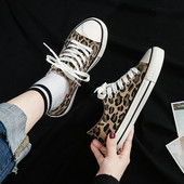 Γυναικεία παπούτσια Leopard Flat Canvas Αθλητικά παπούτσια χαμηλού κοψίματος Casual παπούτσια για κορίτσια Γυναικεία ψηλά παπούτσια Mujer White Vulcanize