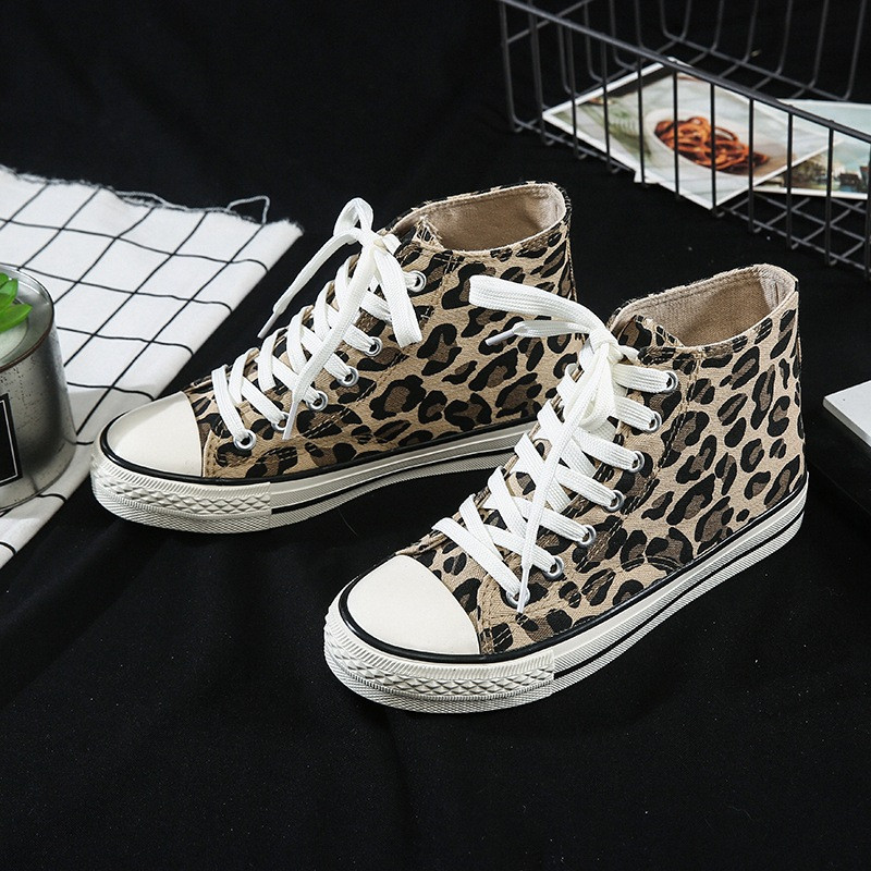 Γυναικεία παπούτσια Leopard Flat Canvas Αθλητικά παπούτσια χαμηλού κοψίματος Casual παπούτσια για κορίτσια Γυναικεία ψηλά παπούτσια Mujer White Vulcanize