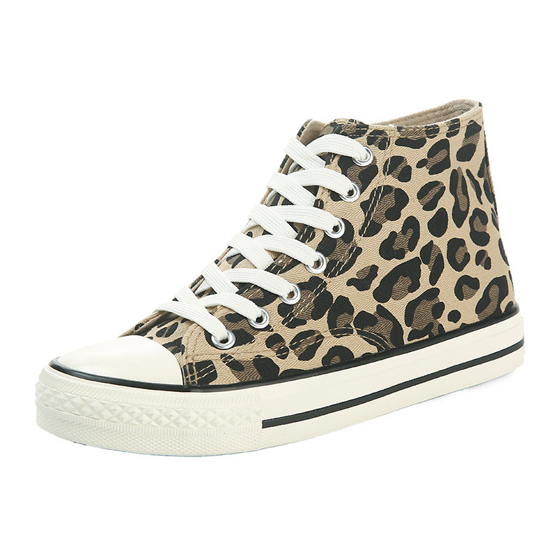 Γυναικεία παπούτσια Leopard Flat Canvas Αθλητικά παπούτσια χαμηλού κοψίματος Casual παπούτσια για κορίτσια Γυναικεία ψηλά παπούτσια Mujer White Vulcanize