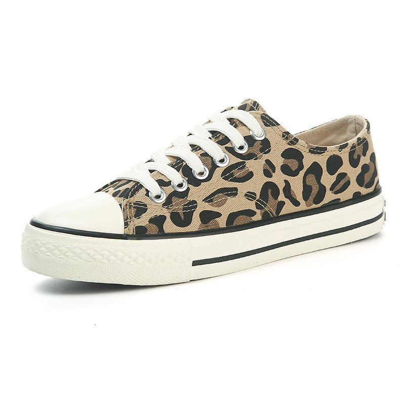 Γυναικεία παπούτσια Leopard Flat Canvas Αθλητικά παπούτσια χαμηλού κοψίματος Casual παπούτσια για κορίτσια Γυναικεία ψηλά παπούτσια Mujer White Vulcanize