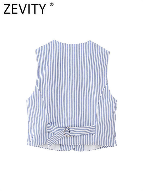 Zevity Ženska modna jakna s V izrezom s jednorednim kopčanjem, kratkim prslukom s printom, uredska ženska uska jakna bez rukava CT4376