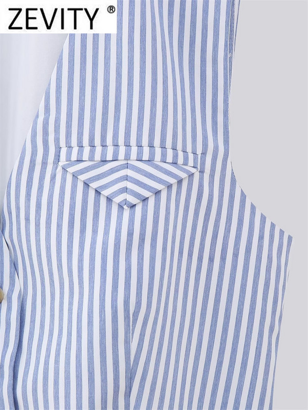 Zevity Ženska modna jakna s V izrezom s jednorednim kopčanjem, kratkim prslukom s printom, uredska ženska uska jakna bez rukava CT4376