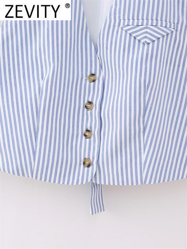 Zevity Ženska modna jakna s V izrezom s jednorednim kopčanjem, kratkim prslukom s printom, uredska ženska uska jakna bez rukava CT4376