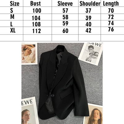 Κορεάτικο γυναικείο σακάκι oversize μαύρο παλτό blazer γυναικεία κομψά εξωτερικά ενδύματα πολυτελείας Κομψό γυναικείο σχεδιαστή κοστούμι γραφείου Overfit