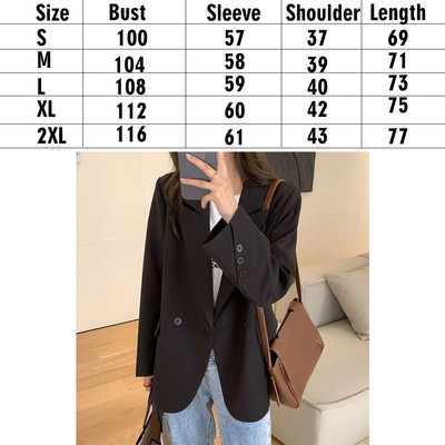 Κορεάτικο γυναικείο σακάκι oversize μαύρο παλτό blazer γυναικεία κομψά εξωτερικά ενδύματα πολυτελείας Κομψό γυναικείο σχεδιαστή κοστούμι γραφείου Overfit