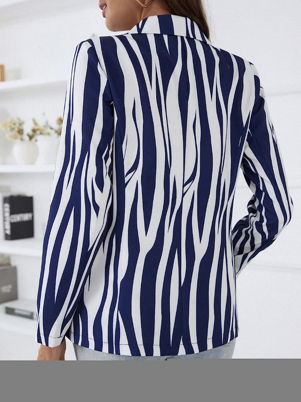 Vintage Indie ριγέ κοστούμι blazer Γυναικείο μακρυμάνικο κοστούμι διπλό στήθος 2023 Woman Commute Casual Jacket Blazer Plus Size παλτό