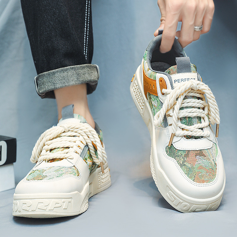 Plave muške uzročne tenisice za proljeće 2023. Prozračne udobne debele cipele za muškarce Modne cipele za skejtbord s printom Muške