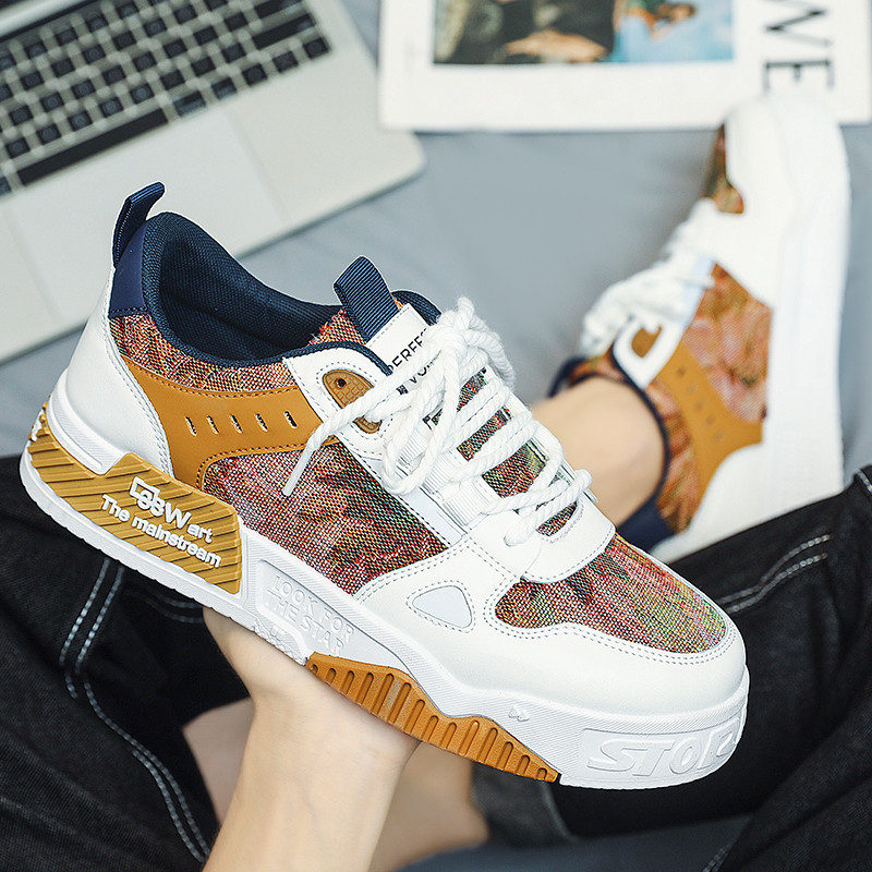 Plave muške uzročne tenisice za proljeće 2023. Prozračne udobne debele cipele za muškarce Modne cipele za skejtbord s printom Muške