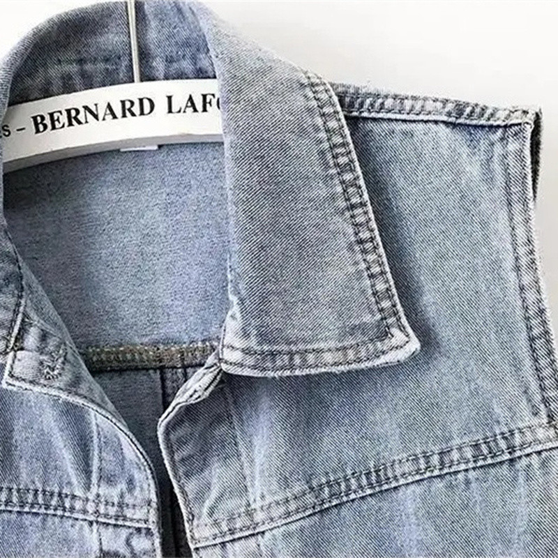 Σχεδιασμός μόδας παγιέτες Τζιν γιλέκο Καλοκαιρινό φθινόπωρο γυναικείο γιλέκο 2023 Νέο κορεάτικο τζιν τζιν μπουφάν χωρίς ύφασμα Γυναικείο φανελάκι