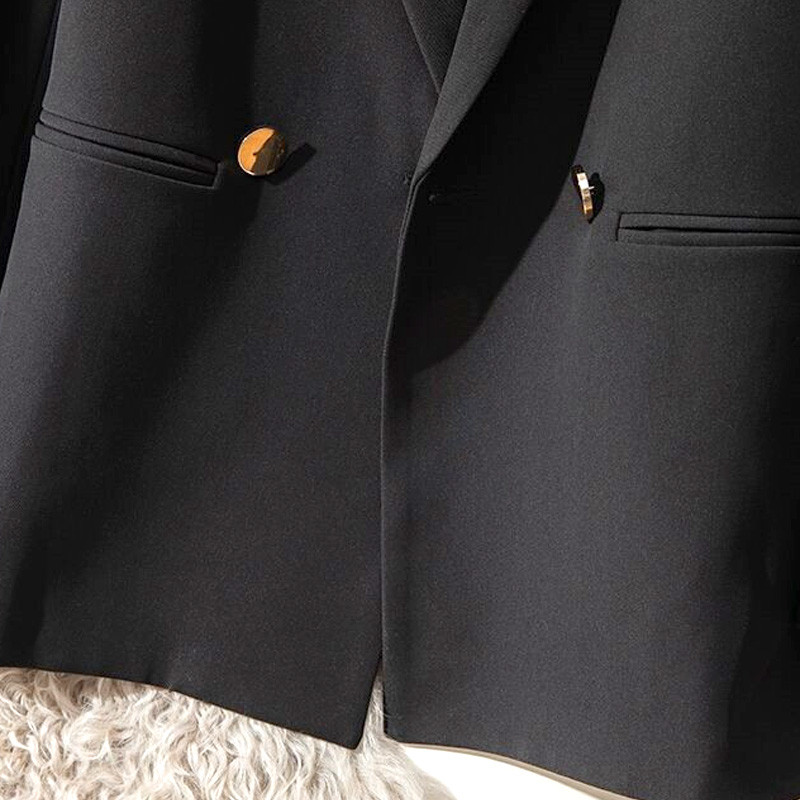 Γυναικείο κοστούμι με πέτο 2023 Μπουφάν για άνοιξη και φθινόπωρο Νέα μεταλλική πόρπη μακρυμάνικο μονόχρωμο παλτό Κομψά γυναικεία casual παλτό