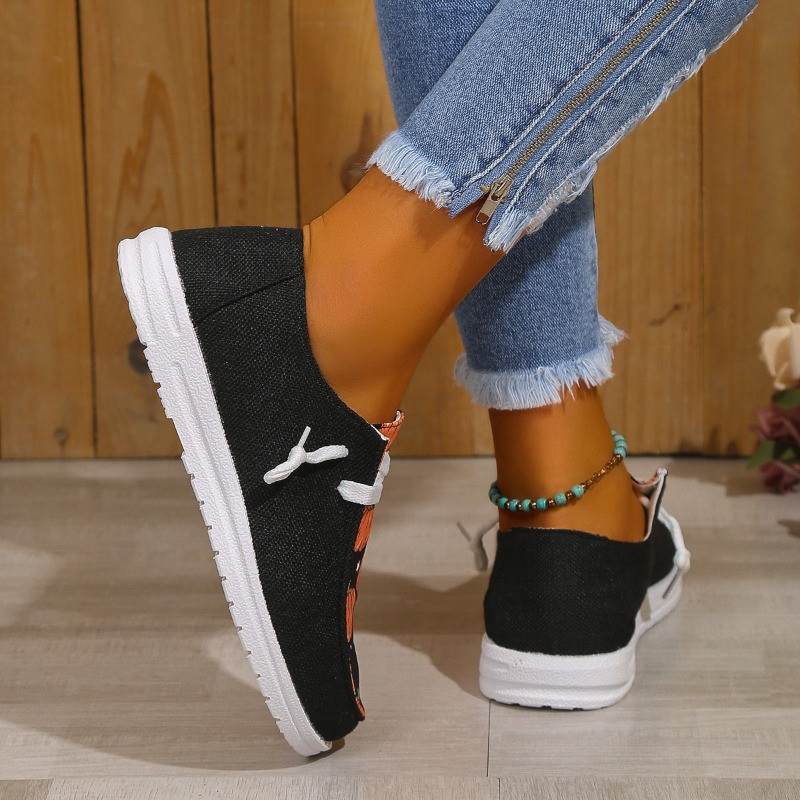 Γυναικεία πάνινα παπούτσια μόδας Φθινοπωρινά Νέα Απόκριες Μαύρη κολοκύθα Άνετα Παπούτσια που αναπνέουν Casual Παπούτσια slip-on Flats