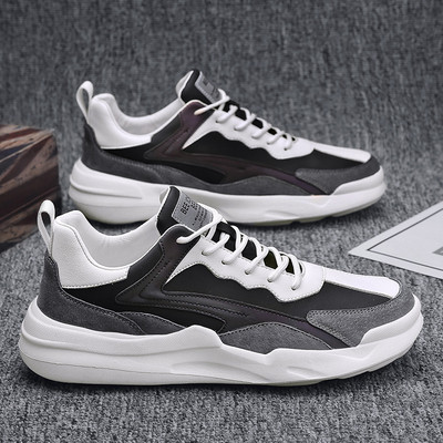 Νέα Ανδρικά Παπούτσια Δερμάτινα Αθλητικά Ανοιξιάτικα High End Leather Microfiber Δερμάτινα Casual Sport Παπούτσια Street Fashion Patchwork Αθλητικά παπούτσια