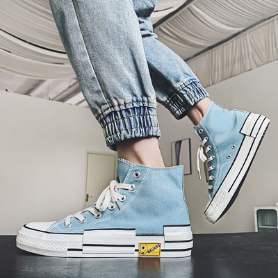 Nauji, 2023 m. vyriški laisvalaikio drobiniai batai Klasikiniai aukštos viršūnės retro vienspalviai šauni riedlenčių batai Lengvi mados tendencijos plokšti batai