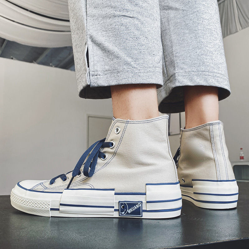 Nauji, 2023 m. vyriški laisvalaikio drobiniai batai Klasikiniai aukštos viršūnės retro vienspalviai šauni riedlenčių batai Lengvi mados tendencijos plokšti batai