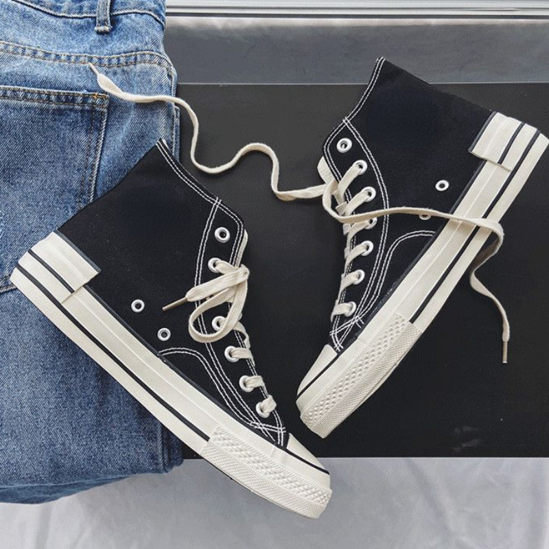 Nauji, 2023 m. vyriški laisvalaikio drobiniai batai Klasikiniai aukštos viršūnės retro vienspalviai šauni riedlenčių batai Lengvi mados tendencijos plokšti batai