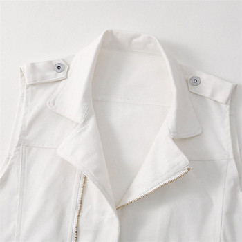 2023 Νέο γυναικείο τζιν τζιν μπουφάν μόδας Άνοιξη Καλοκαιρινό φερμουάρ Λευκό αμάνικο φανελάκι Γυναικείο τζιν παλτό