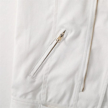 2023 Νέο γυναικείο τζιν τζιν μπουφάν μόδας Άνοιξη Καλοκαιρινό φερμουάρ Λευκό αμάνικο φανελάκι Γυναικείο τζιν παλτό