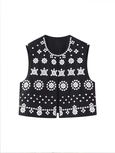 Naiste vintage must tikandiga vest jakid suvised O kaelaga varrukateta kardigansärgid 2023 Boho lahtine puhkusevest naiste ülaosa