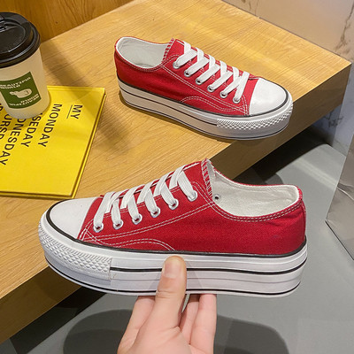 Μόδα Γυναικεία Βουλκανιζέ Παπούτσια από καμβά για Γυναικεία Αθλητικά Παπούτσια Casual Πλατφόρμες Μαύρα Λευκά Αθλητικά Γυναικεία