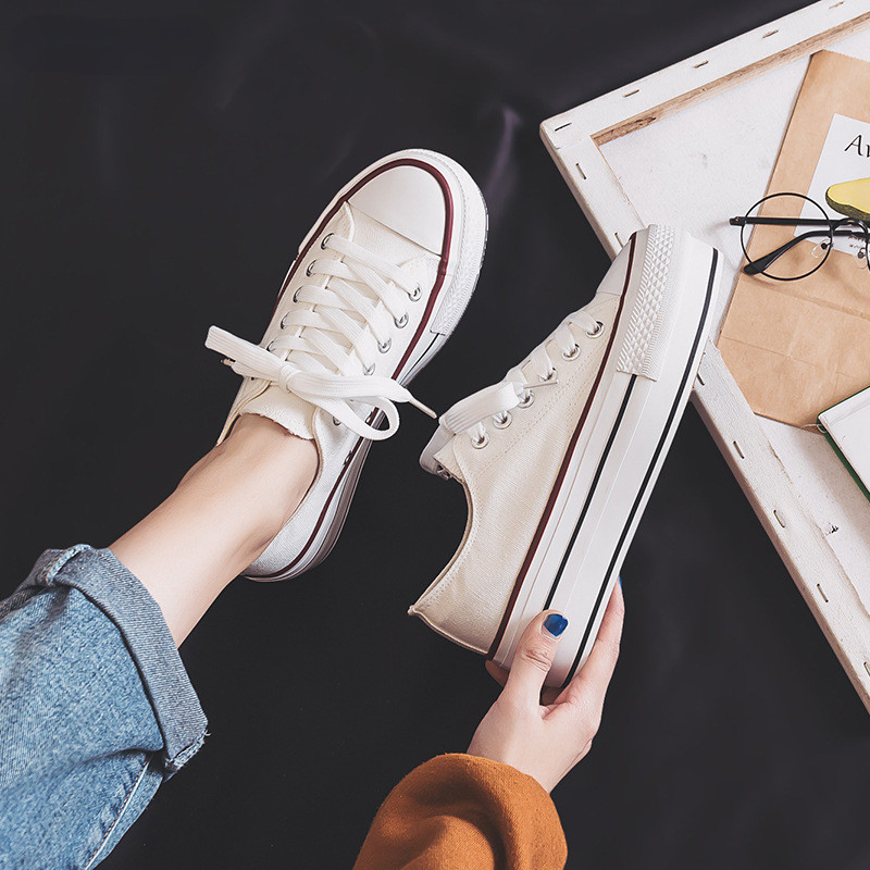 Μόδα Γυναικεία Βουλκανιζέ Παπούτσια από καμβά για Γυναικεία Αθλητικά Παπούτσια Casual Πλατφόρμες Μαύρα Λευκά Αθλητικά Γυναικεία