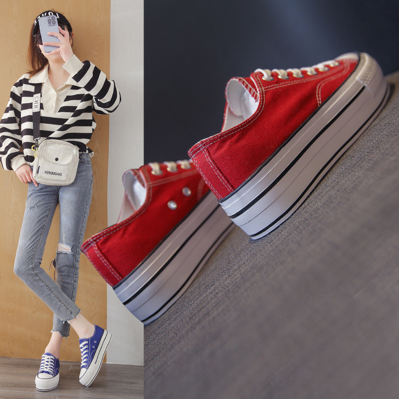 Μόδα Γυναικεία Βουλκανιζέ Παπούτσια από καμβά για Γυναικεία Αθλητικά Παπούτσια Casual Πλατφόρμες Μαύρα Λευκά Αθλητικά Γυναικεία