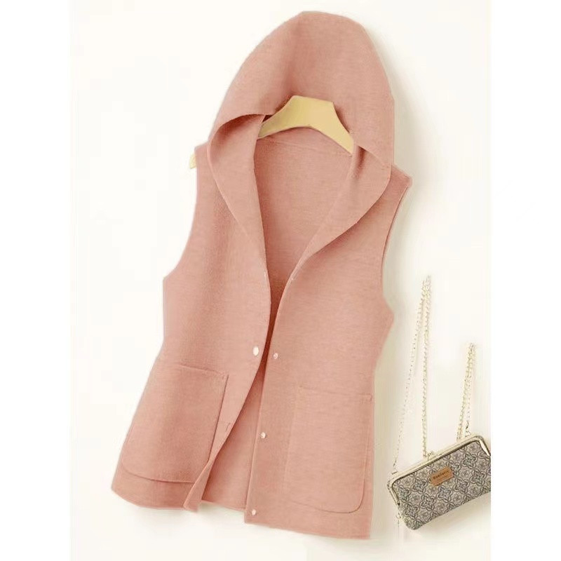 Γυναικείο γιλέκο Ανοιξιάτικο Φθινοπωρινό γιλέκο με κουκούλα μόδας Leisure Γυναικείο αμάνικο μπουφάν 2023 Νέο Simplicity Φαρδύ αμάνικο παλτό