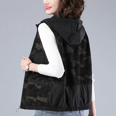 Vest jakk Naiste 2023. aasta kevad-sügis vest Uus mood, must kapuutsiga vest-mantel Naiste suve lahtised ülerõivaste topid