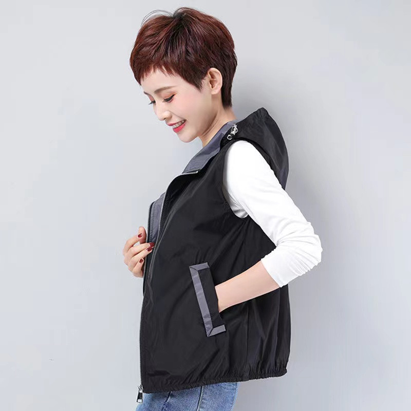 2023. aasta uus kevadsuvi naiste vest päikesekaitse kapuutsiga vest Naiste mood varrukateta joped Mantlid Naiste lühike vest ülerõivad