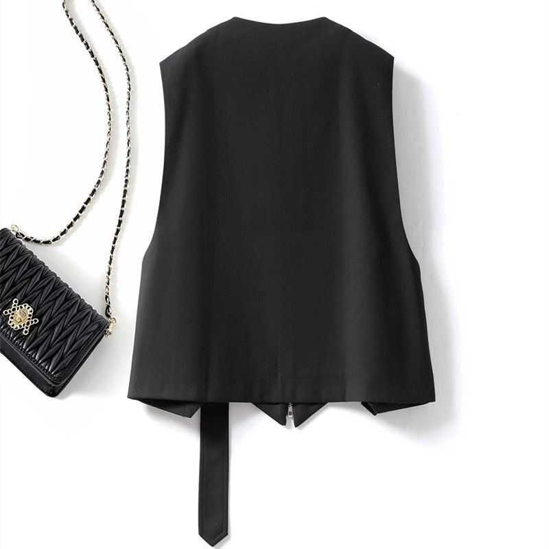 Nova uredska dama Ljetni prsluk s V-izrezom Jakna bez rukava Blazer Široki prsluk S patentnim zatvaračem Tanke majice Korejski modni kardigan bez rukava