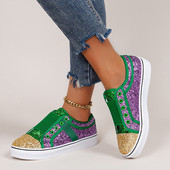Bling Glitter Sneakers Γυναικεία Μόδα Πράσινο Μωβ Χρώμα Μικτά Βουλκανιζέ Παπούτσια Γυναικεία ελαστικά slip-on Flat Loafers τένις
