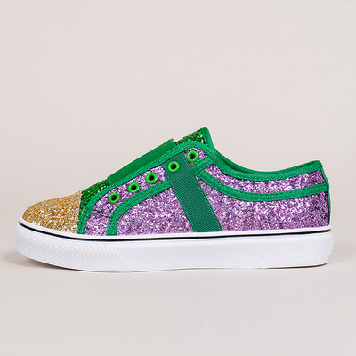 Bling Glitter Sneakers Γυναικεία Μόδα Πράσινο Μωβ Χρώμα Μικτά Βουλκανιζέ Παπούτσια Γυναικεία ελαστικά slip-on Flat Loafers τένις