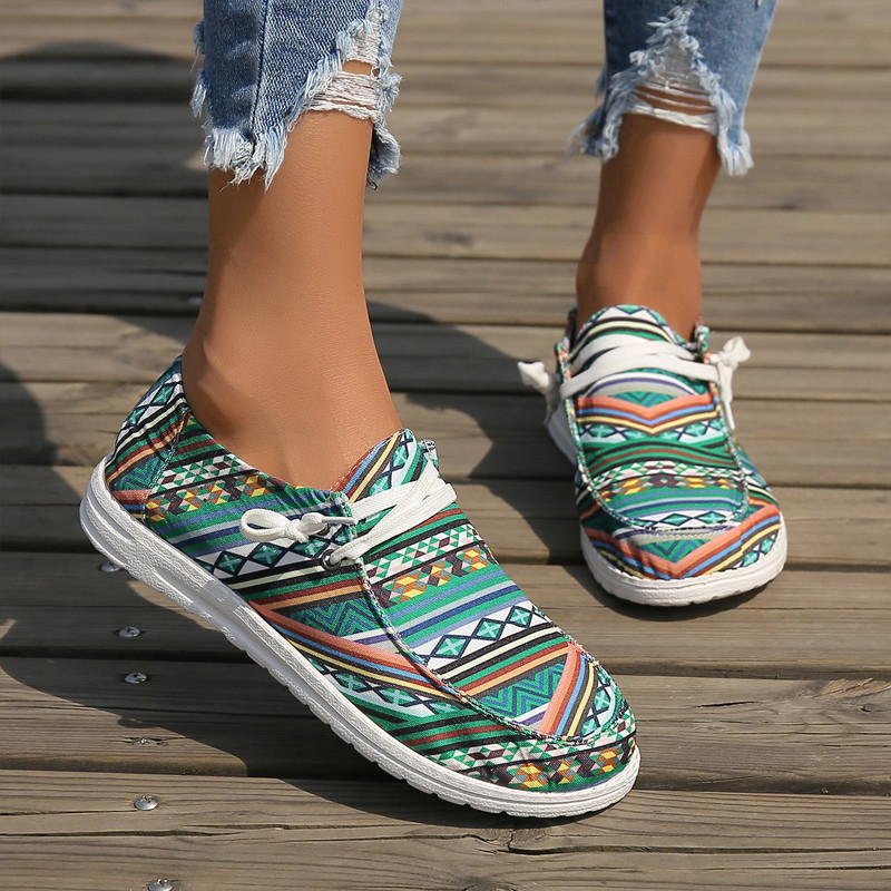Pantofi etnici din pânză pentru femei Pantof plat cu barcă cu slip-on, cu design de marcă, eleganti, mocasini cu imprimeu leopard, floarea soarelui