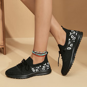 Chic Leopard pletene tenisice Ženske udobne mrežaste tenisice Ženske ljetne prozračne mrežaste sportske cipele