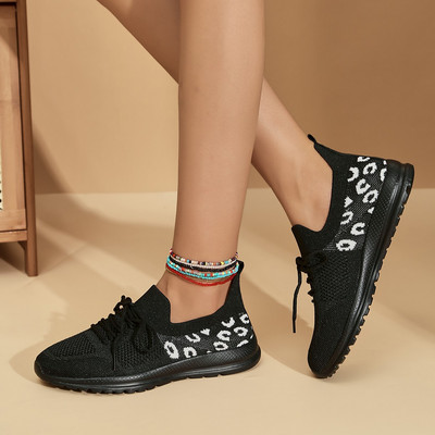 Chic Leopard pletene tenisice Ženske udobne mrežaste tenisice Ženske ljetne prozračne mrežaste sportske cipele