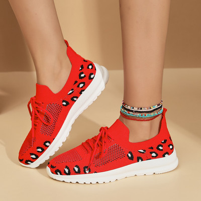 Chic Leopard pletene tenisice Ženske udobne mrežaste tenisice Ženske ljetne prozračne mrežaste sportske cipele