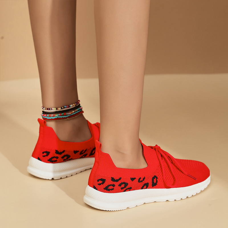 Chic Leopard pletene tenisice Ženske udobne mrežaste tenisice Ženske ljetne prozračne mrežaste sportske cipele