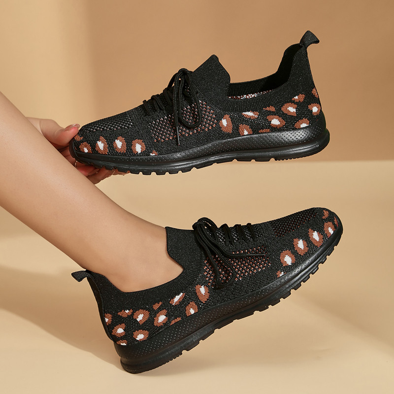 Chic Leopard pletene tenisice Ženske udobne mrežaste tenisice Ženske ljetne prozračne mrežaste sportske cipele