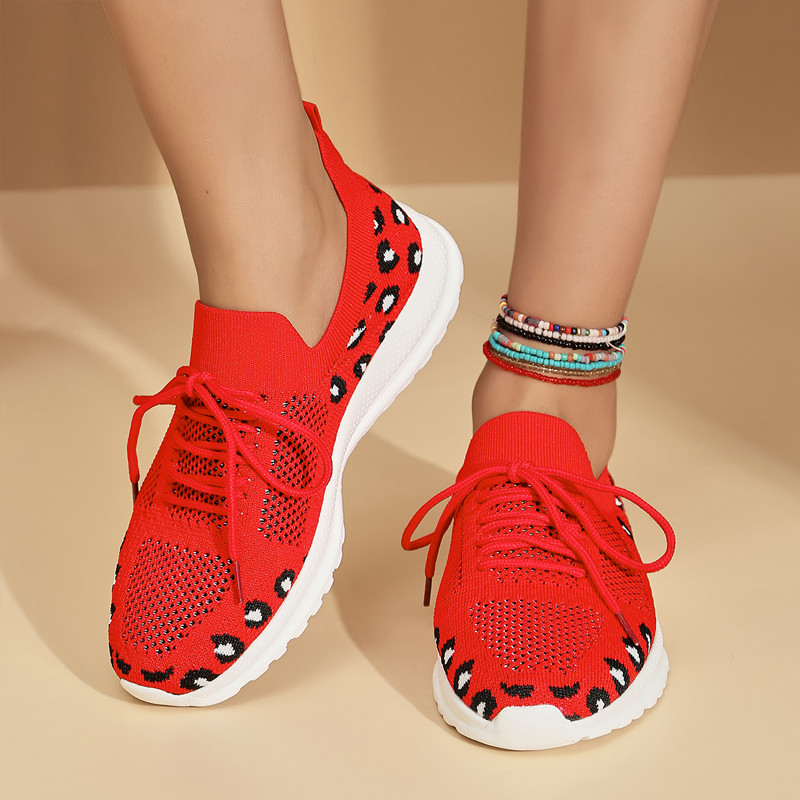Chic Leopard pletene tenisice Ženske udobne mrežaste tenisice Ženske ljetne prozračne mrežaste sportske cipele