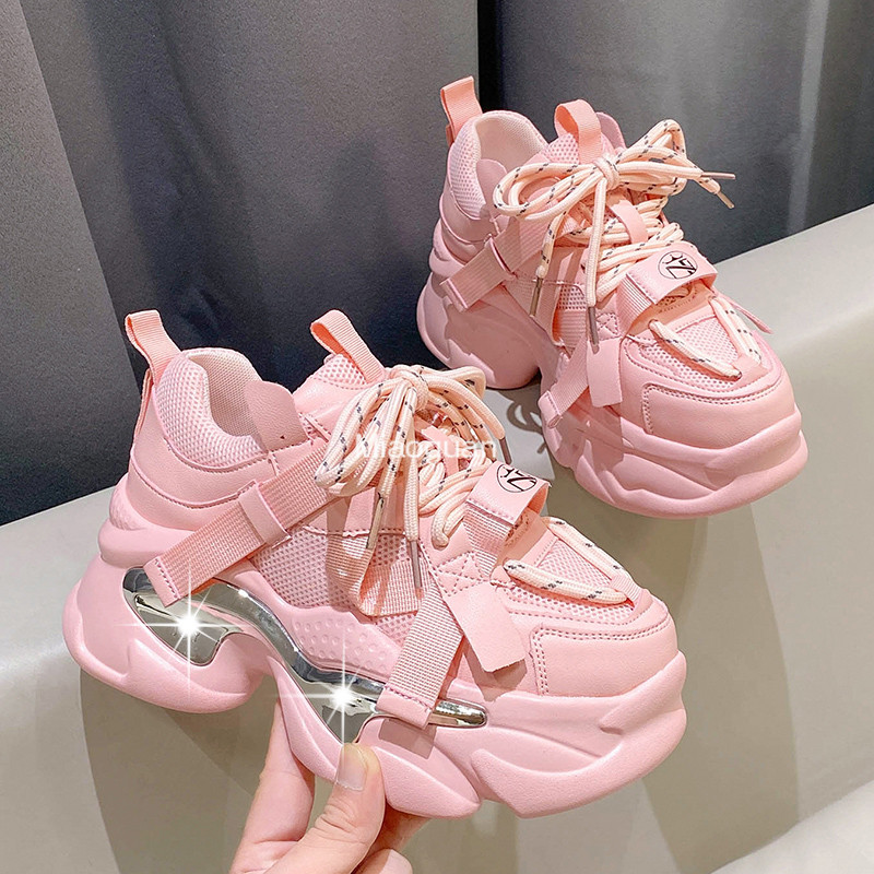 Moteriški stambūs sportbačiai su platforma 2023 m. pavasariniai sportiniai batai storu dugnu Moteriški juodi balti sportbačiai Zapatillas De Mujer moterims