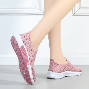 2023 Нови летни корейски мрежести удобни дамски обувки Дишащи кухи спортни маратонки за ходене Ежедневни плоски дамски плътни обувки