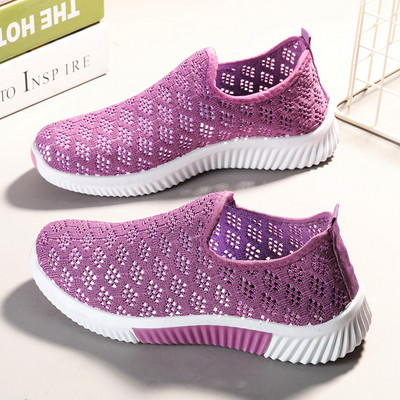 2023 New Summer Korean Mesh Comfortable Women Shoes Breathable Hollow Sports Walking Sneakers Casual Flat Ladies Solid Shoes