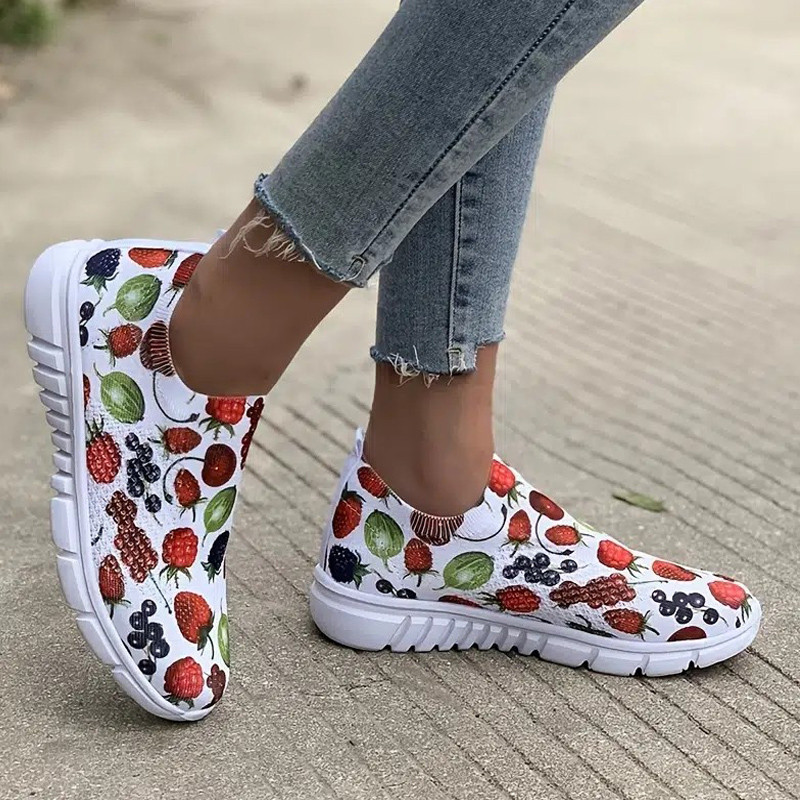 Tenisice s printom suncokreta Ženske ljetne prozračne pletene čarape Teniske ženske udobne cipele s jagodama