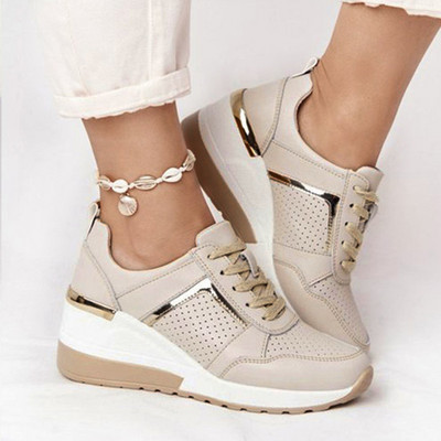 Γυναικεία Wedges Sneakers Lace-Up Αναπνεύσιμα Αθλητικά Παπούτσια Casual Platform Γυναικεία Υποδήματα Γυναικεία Βουλκανιζέ Παπούτσια Zapatillas